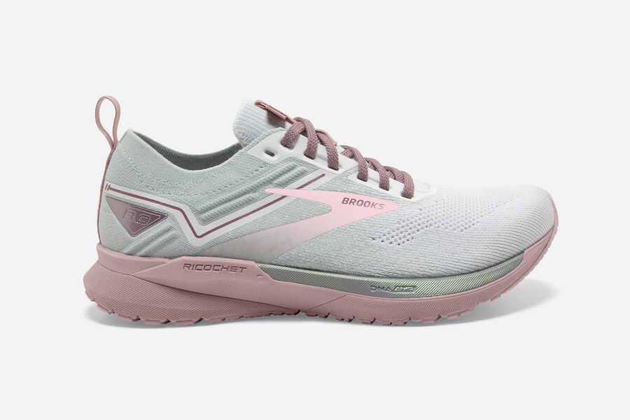 Brooks Ricochet 3 Road Running Shoes - Womens - White/Pink - XK9314250